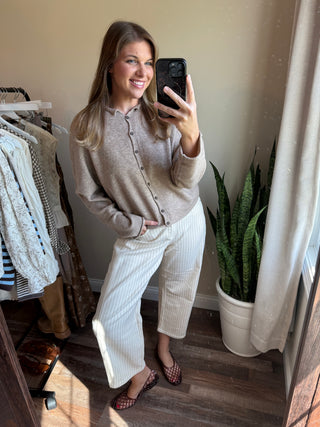 Valorie Stripe Barrel Jeans, Cream - The Red Thread Boutique
