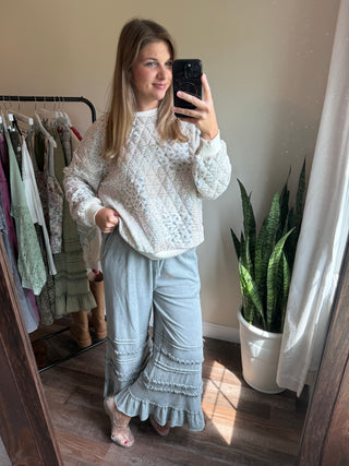 Hattie Quilted Sweatshirt, Cream - The Red Thread Boutique