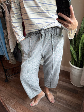 Basic Floral Barrel Jogger, Ash - The Red Thread Boutique