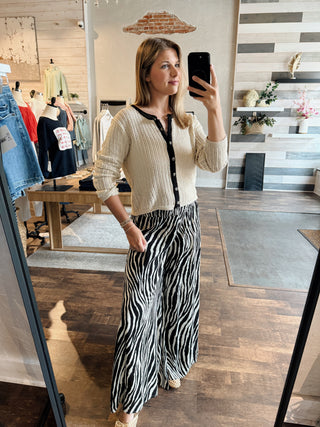 House Blend Zebra Pants, Black/Cream - The Red Thread Boutique