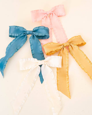 Ruffle Hair Bow- Blush