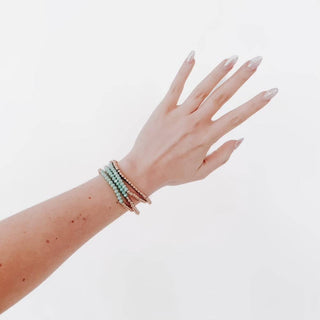 Avary Glass and Metallic Bead Bracelet: Pink