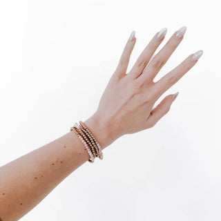 Avary Glass and Metallic Bead Bracelet: Pink