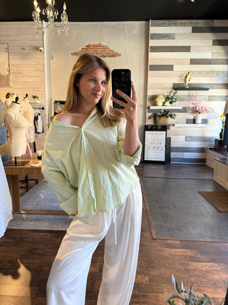 Jules Button Up, Lime - The Red Thread Boutique