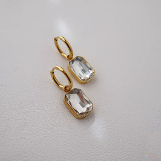 Naomi Hoops - White | Zircon Drop Hoops