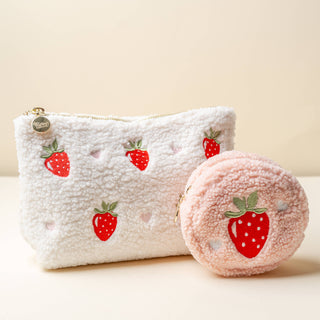 Teddy Pouch-Circle Strawberries *final sale