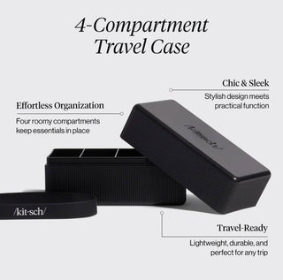 4 - Compartment Travel Case - Black - The Red Thread Boutique