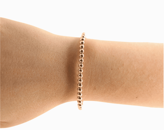 4 MM Gold Beaded Bracelet Standard 6.75 inch - The Red Thread Boutique