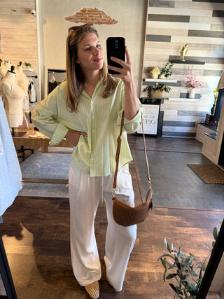 Jules Button Up, Lime - The Red Thread Boutique
