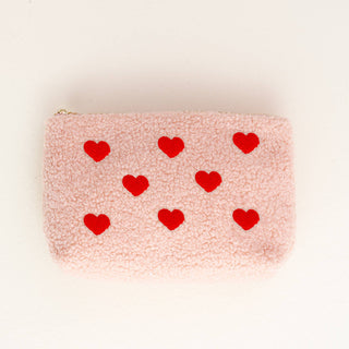 Pink Teddy Pouch - Hearts *final sale