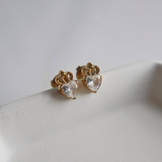 Crowned Heart Zircon Studs