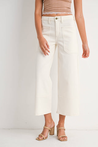 High Rise Cropped Wide Leg, Off White by JBD