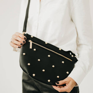 Chic Gold Studded Westlyn Bum Bag: Cream