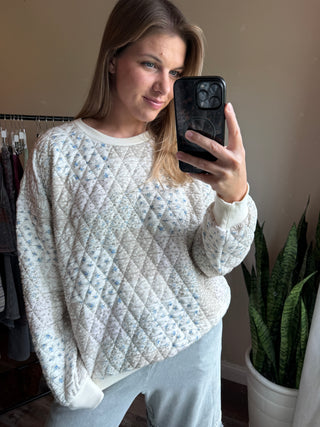 Hattie Quilted Sweatshirt, Cream - The Red Thread Boutique