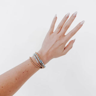 Avary Glass and Metallic Bead Bracelet: Pink