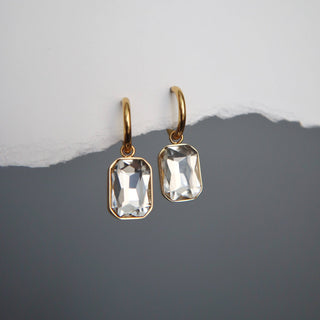 Naomi Hoops - White | Zircon Drop Hoops