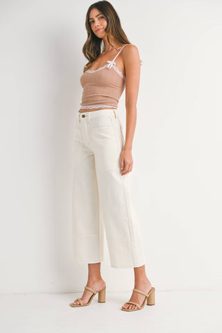 High Rise Cropped Wide Leg, Off White by JBD