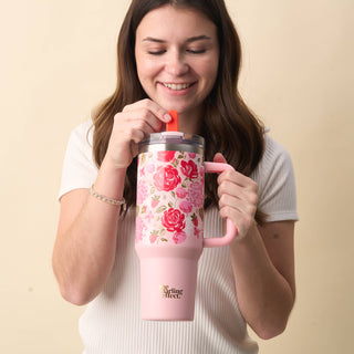 40 oz Lifestyle Flip Straw Tumbler-Rose Garden *final sale