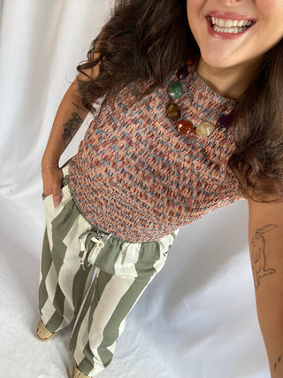 Olivia Olive Striped Pants - The Red Thread Boutique