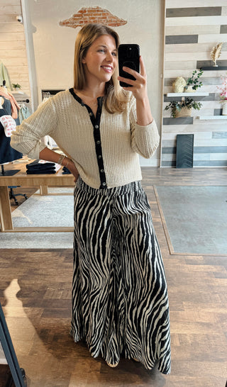 House Blend Zebra Pants, Black/Cream - The Red Thread Boutique
