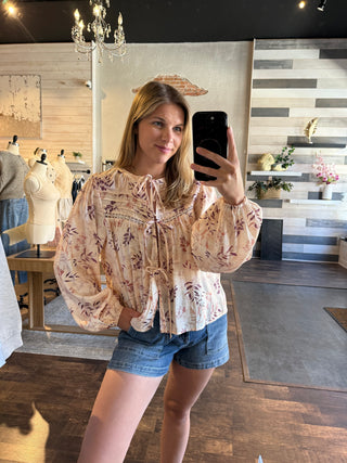 Arden Floral Tie Top - The Red Thread Boutique