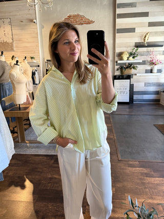 Jules Button Up, Lime - The Red Thread Boutique