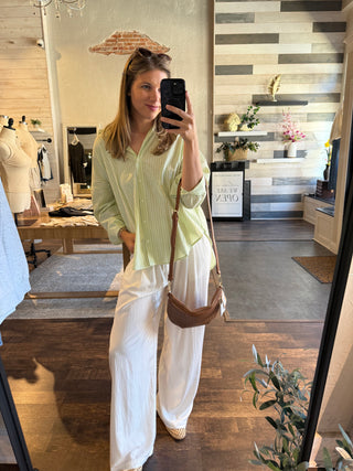 Jules Button Up, Lime - The Red Thread Boutique