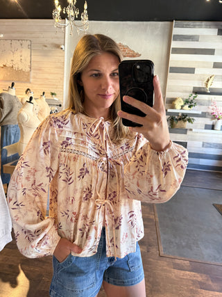 Arden Floral Tie Top - The Red Thread Boutique