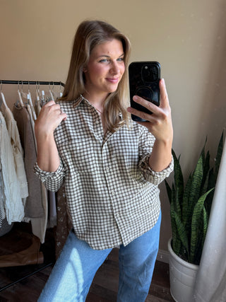 Z Supply River Plaid Button Up, Dark Chocolate - The Red Thread Boutique