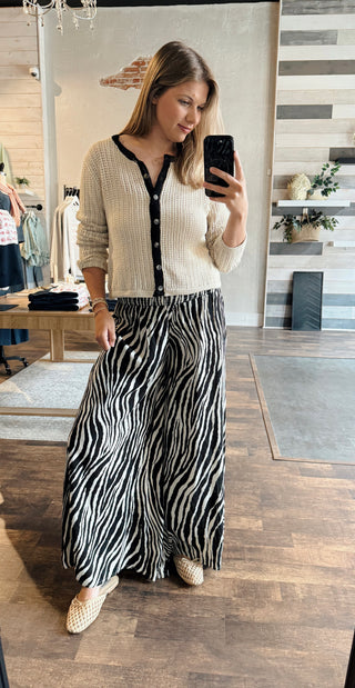 House Blend Zebra Pants, Black/Cream - The Red Thread Boutique