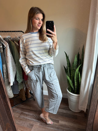 Basic Floral Barrel Jogger, Ash - The Red Thread Boutique