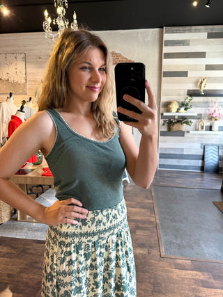 Z Supply Julian Crochet Tank, Evergalde - The Red Thread Boutique