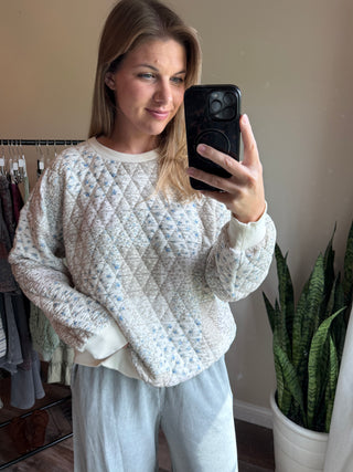 Hattie Quilted Sweatshirt, Cream - The Red Thread Boutique