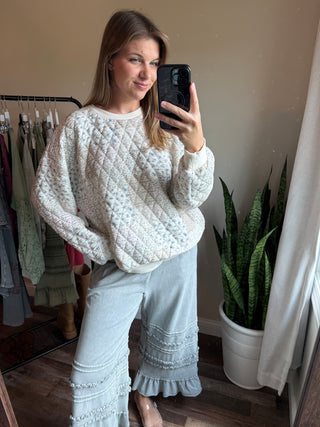 Hattie Quilted Sweatshirt, Cream - The Red Thread Boutique