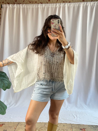 Sterling Studded Kimono Top, Natural - The Red Thread Boutique