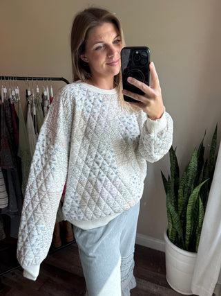 Hattie Quilted Sweatshirt, Cream - The Red Thread Boutique