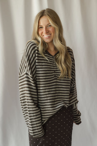 Paige Henley Stripe Sweater, Cocoa