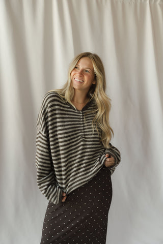 Paige Henley Stripe Sweater, Cocoa