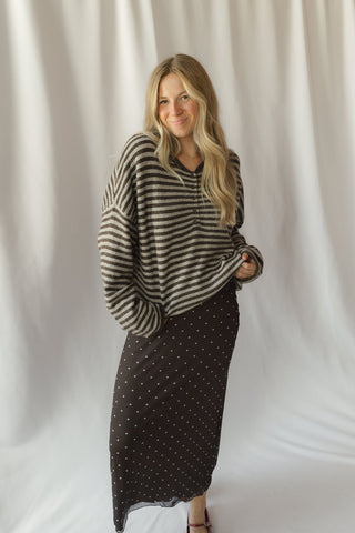 Paige Henley Stripe Sweater, Cocoa