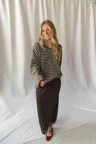 Paige Henley Stripe Sweater, Cocoa