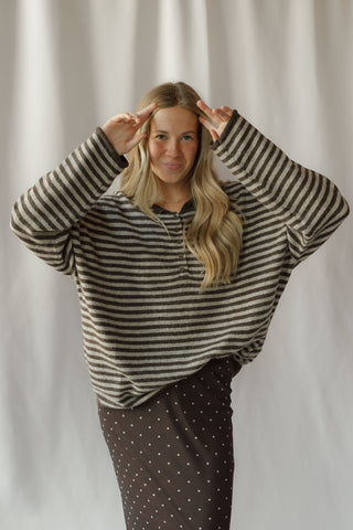Paige Henley Stripe Sweater, Cocoa