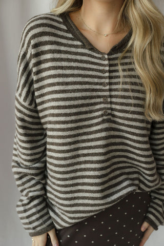 Paige Henley Stripe Sweater, Cocoa