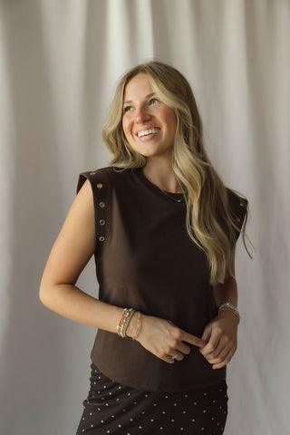 Z Supply Camino Grommet Top, Dark Chocolate