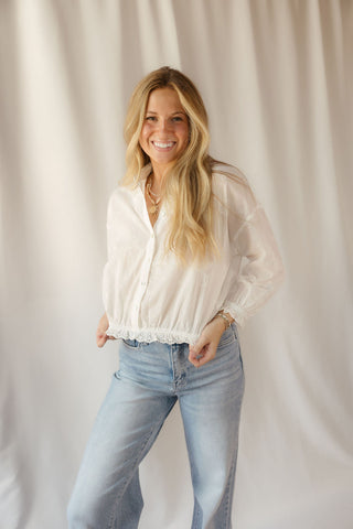 Bow Embroidered Button Up