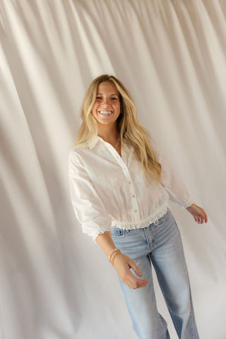 Bow Embroidered Button Up