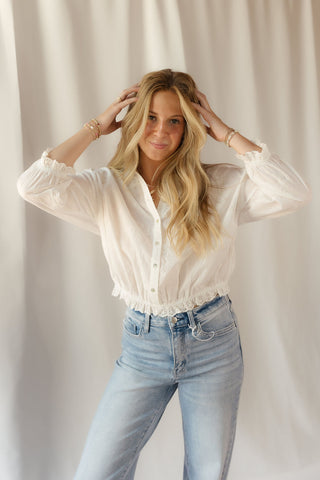 Bow Embroidered Button Up