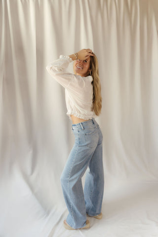 Bow Embroidered Button Up