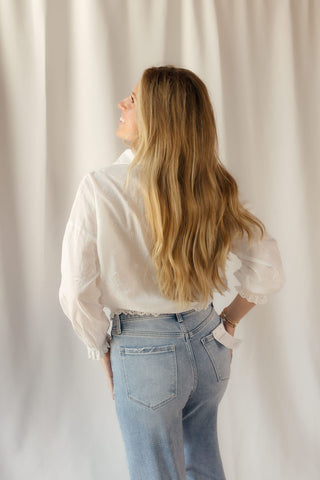 Bow Embroidered Button Up