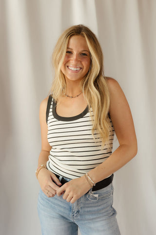 Z Supply Rowe Striped Scoop Tank, Cloud