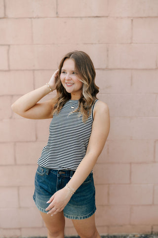 Sinclair Tank, Black Ivory Stripe